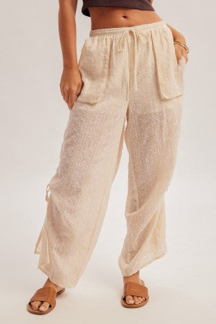 Ivory Cinched Pants With Pockets