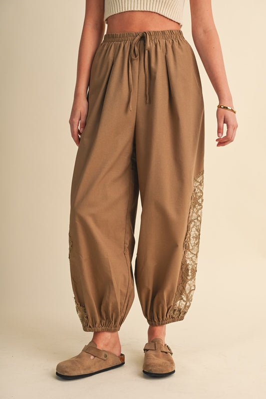 Moss Lace Detail Balloon Pants