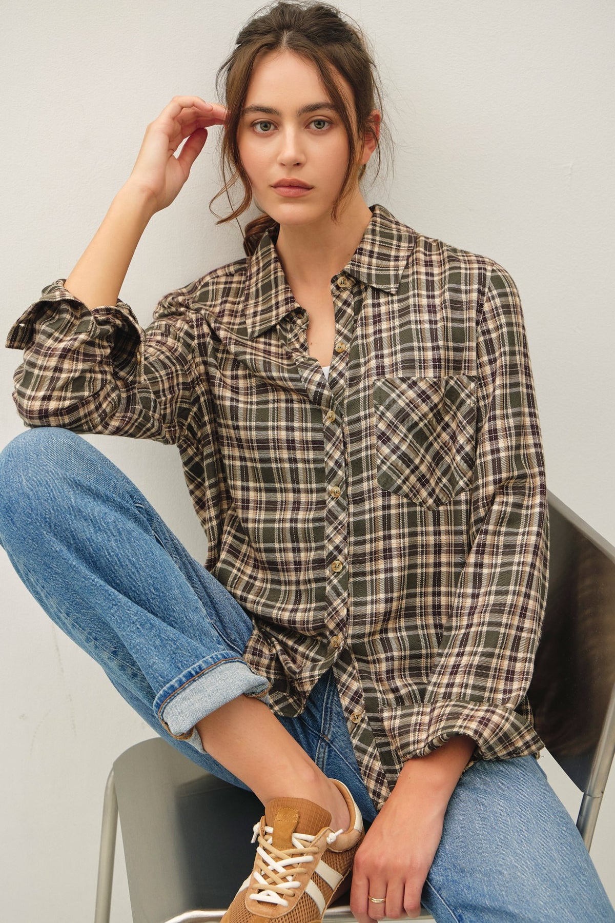 Forest and Ivory Plaid Flannel Shirt