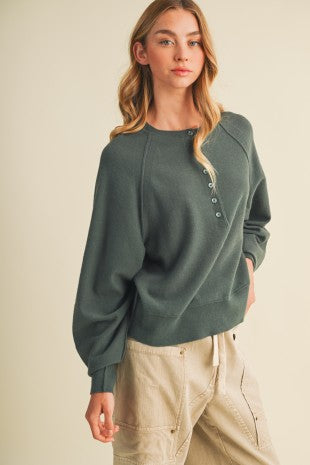 Pine Henley Raglan Pullover