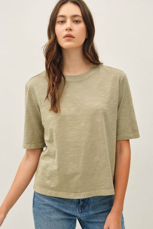 Sage Cotton Slub Half Sleeve Tee