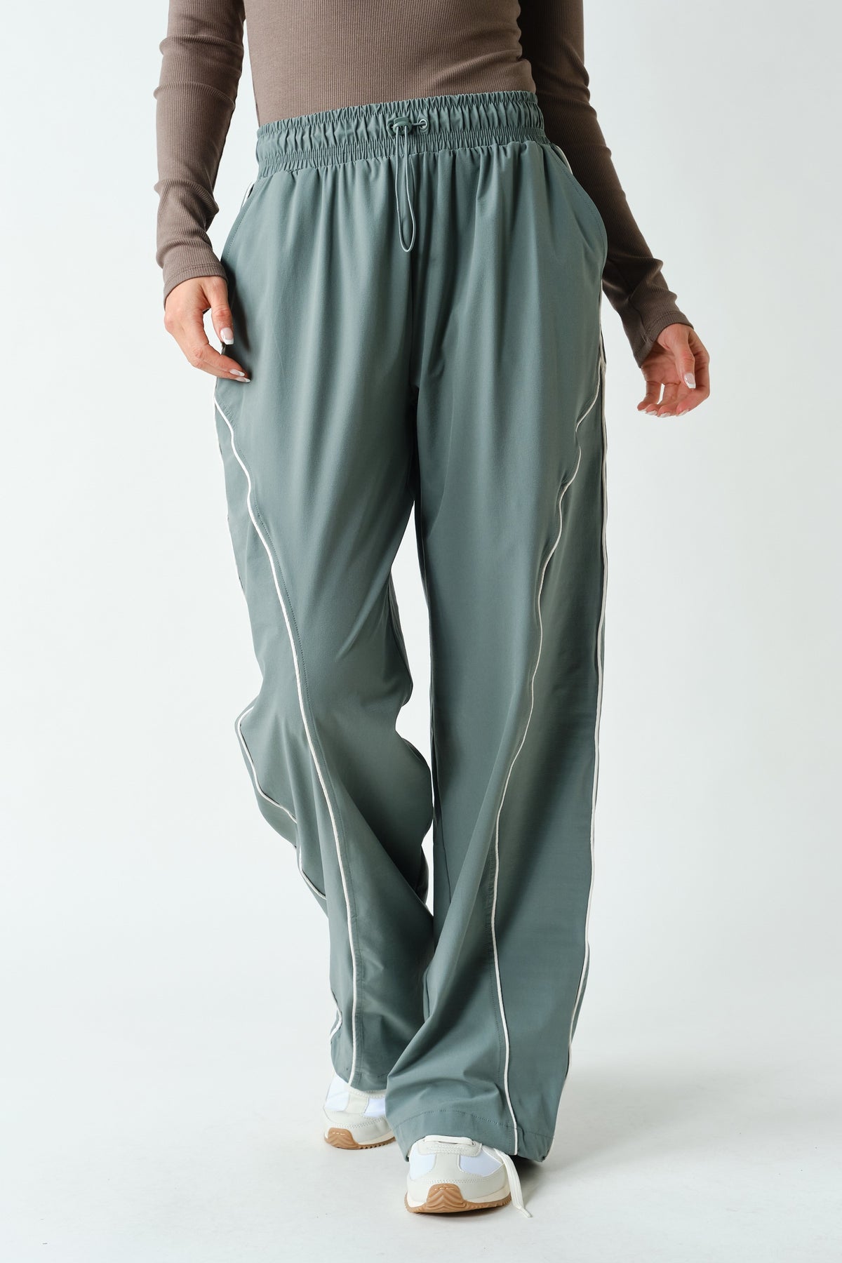 Sage Curved Line Track Pants