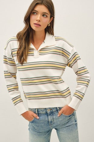 Ivory Polo Triple Striped Sweater