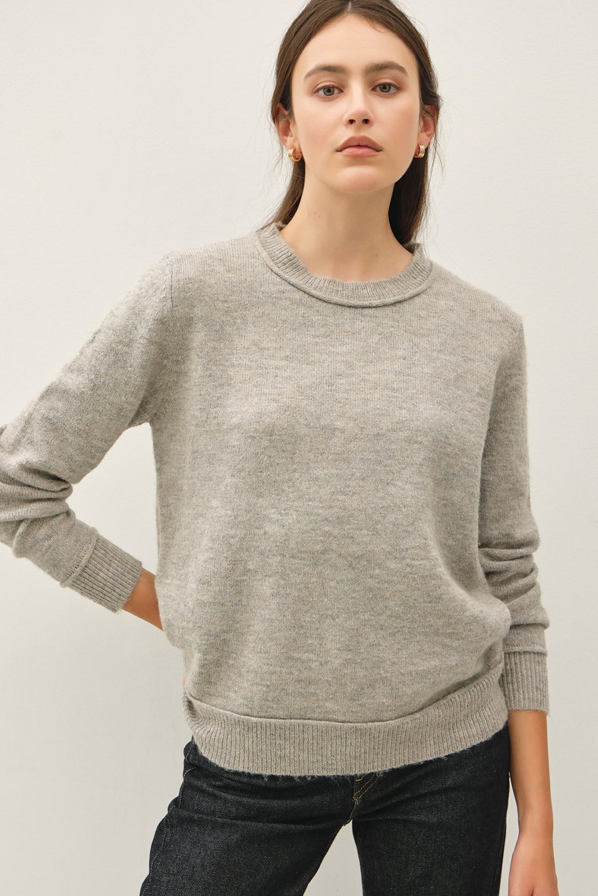 Gray Soft Raglan Knit Top