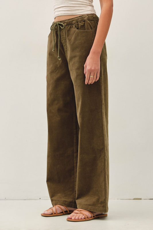 Olive Corduroy Pull On Pants