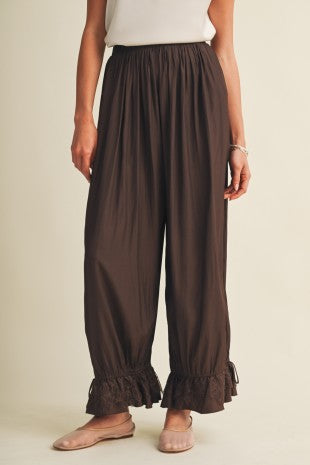 Espresso Lace Hem Trousers