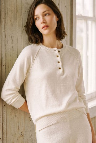Ivory Henley Button Sweater Top
