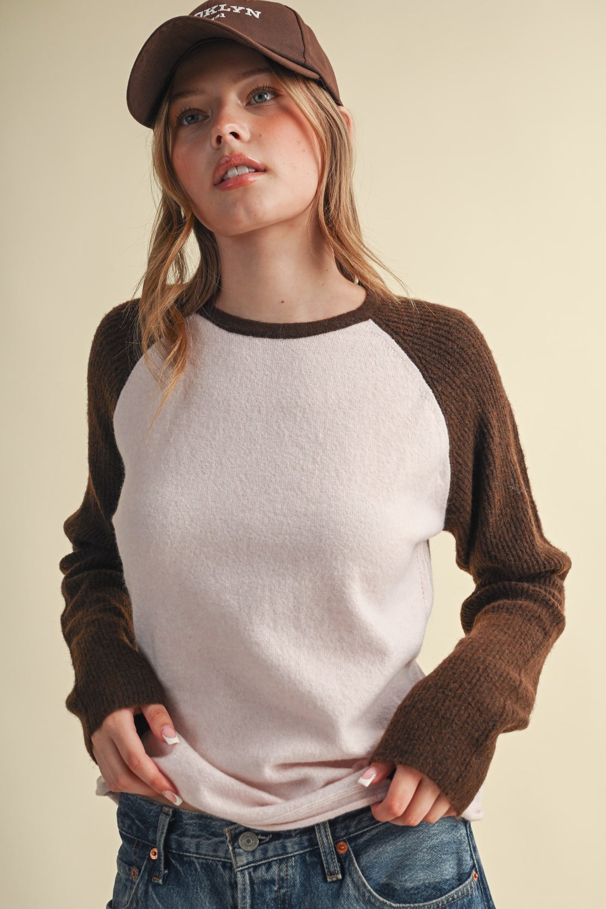 Brown Mix LS Baseball Tee