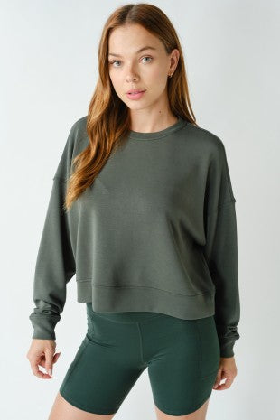 Hunter Green Dropped Shoulder Sweatshirt