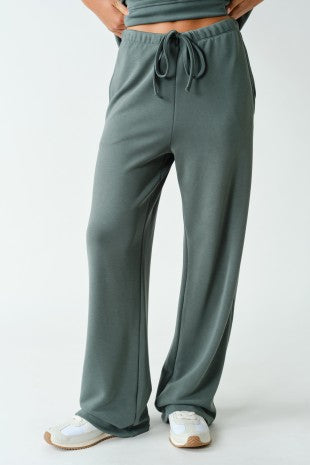Hunter Green Scuba Wide-leg Pant