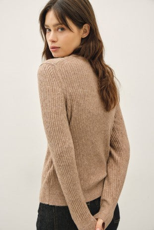 Mocha Wide Rib Sweater Top
