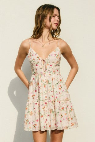 Floral Corset Tiered Mini Dress