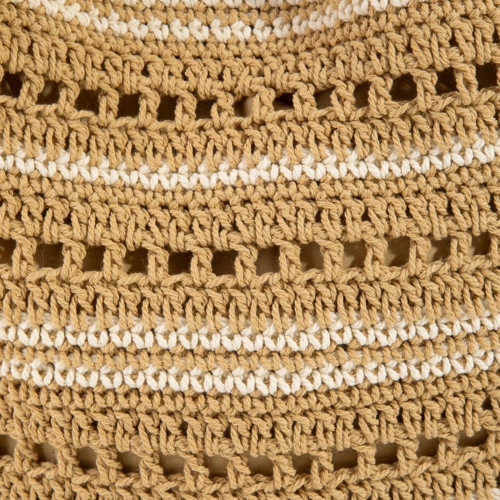Two Tone Stripe Straw Tote Bag