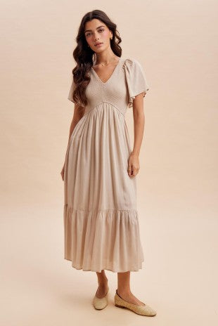 Taupe Modal Smocked Dress