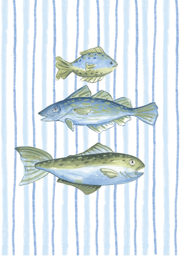 Three Fish greeting card 