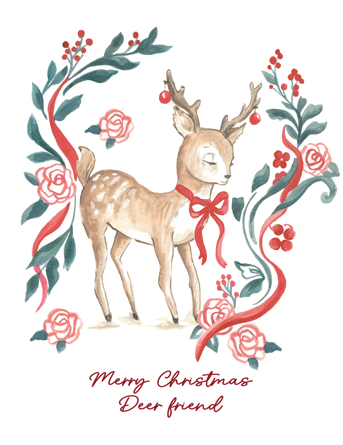 Holiday Reindeer Greeting card | Vintage Christmas