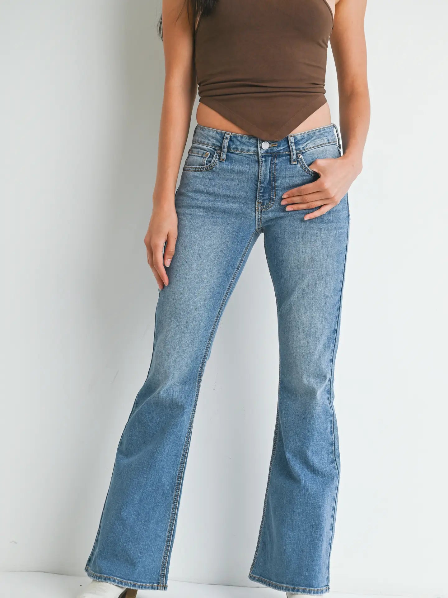 Medium Wash Low Rise Western Bootcut