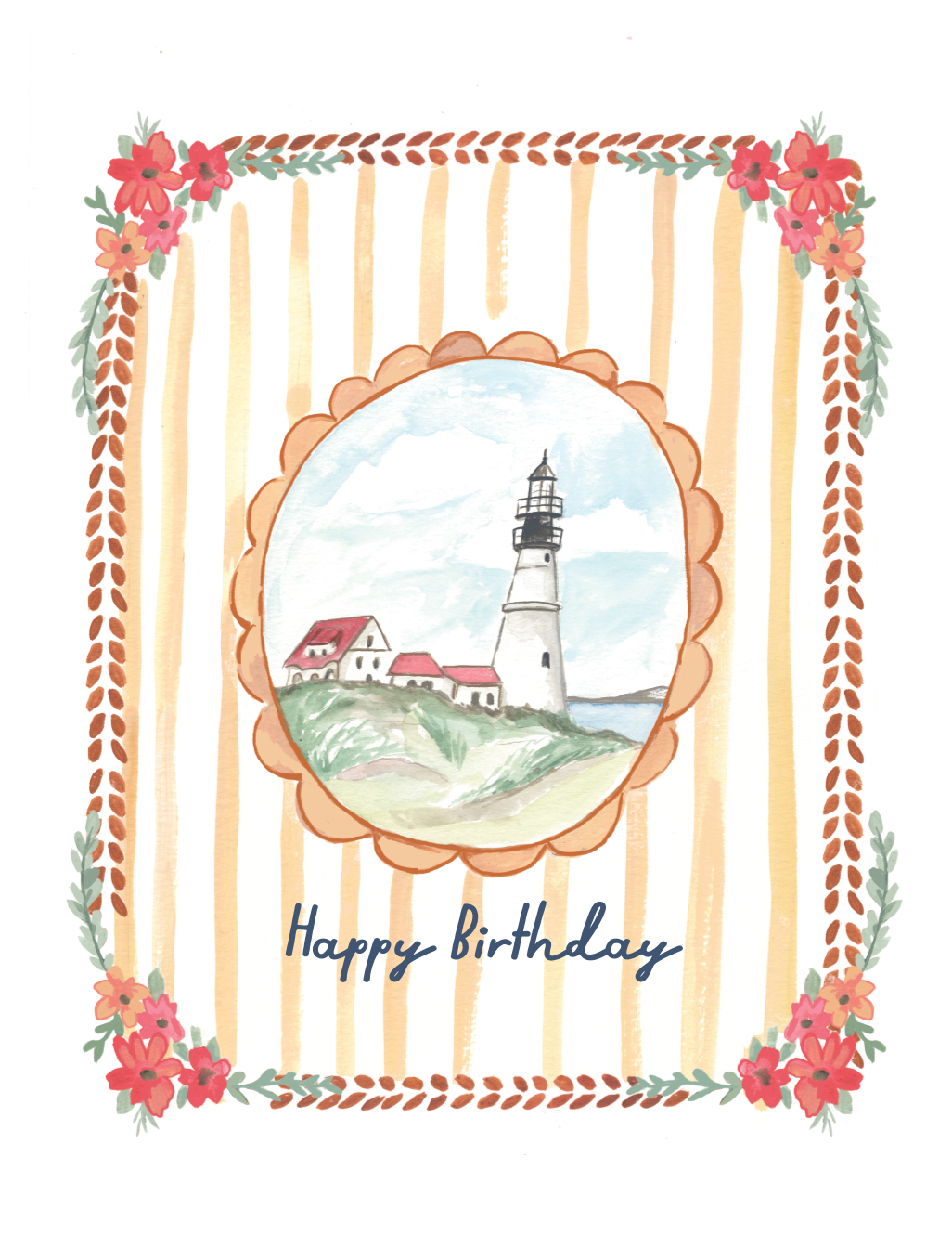 Coastal Lighthouse Birthday Greeting Card 