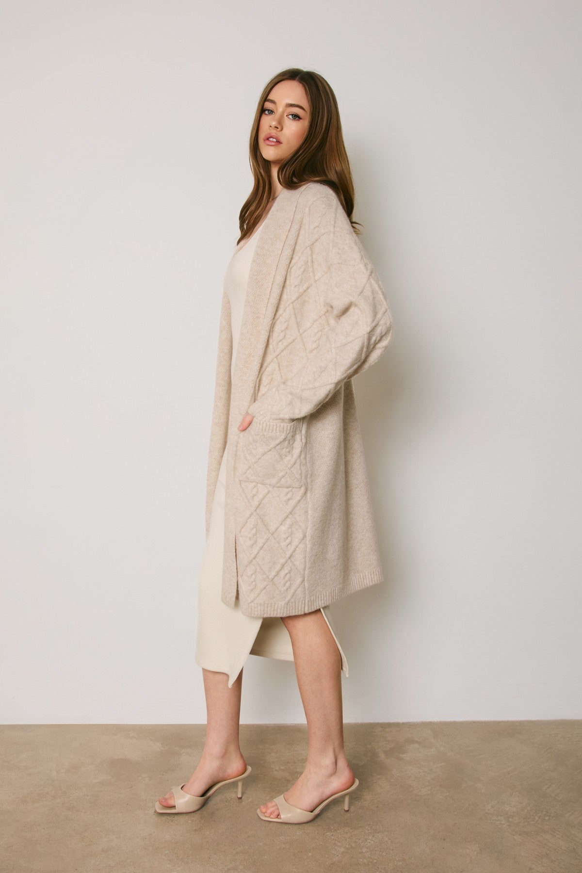 Natural Cable Knit Cardigan