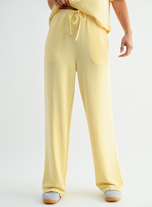 Butter Yellow Scuba Wide Leg Pant