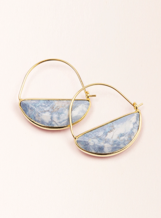Blue Howlite Stone Prism Hoop