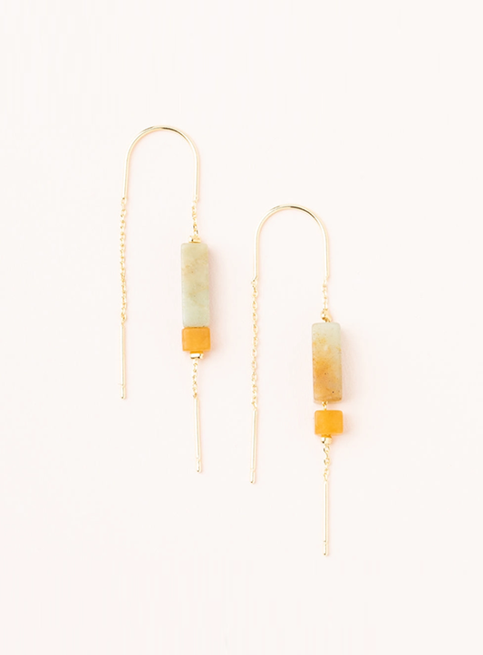 Amazonite Rectangle Stone Earring