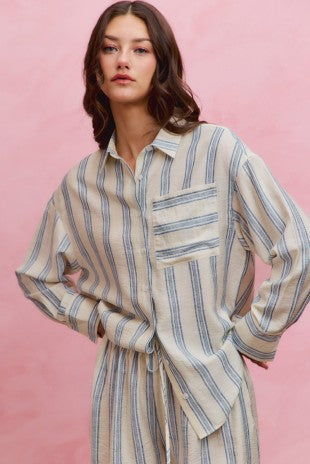 Blue Stripe Long Sleeve Top