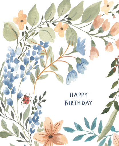 Floral Happy Birthday Greeting Card