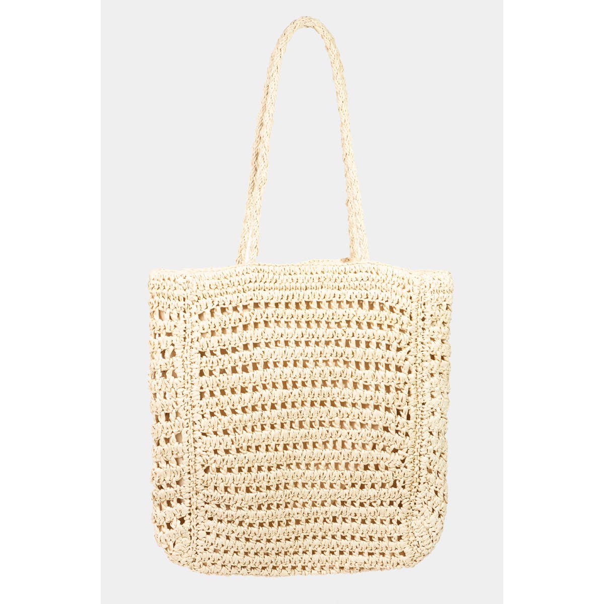 Khaki Straw Braided Tote Bag