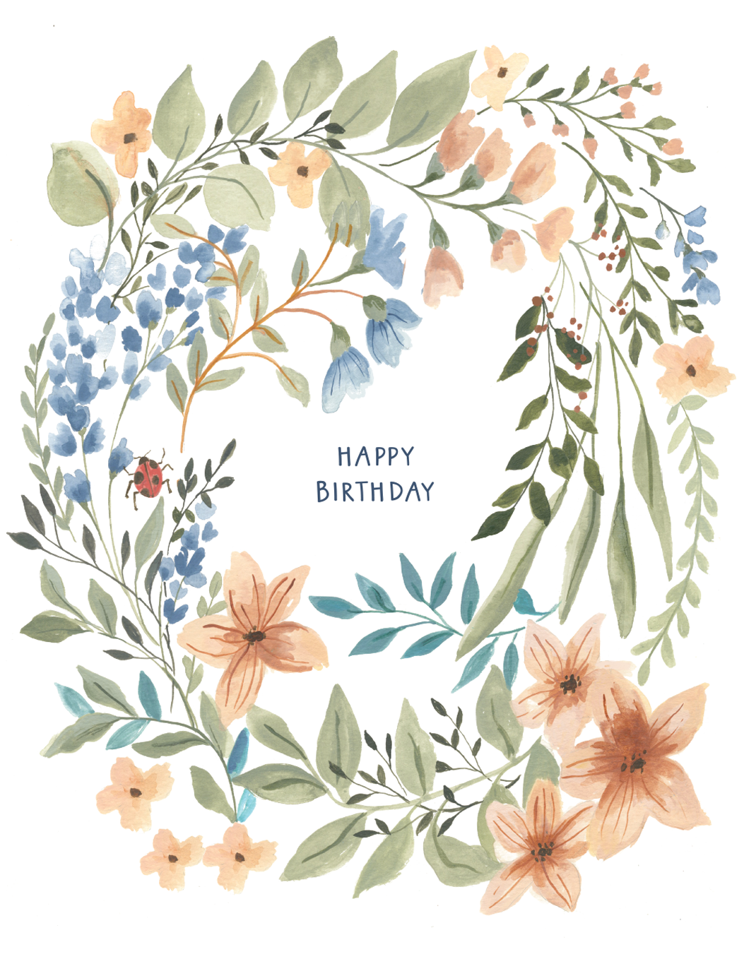 Floral Happy Birthday Greeting Card