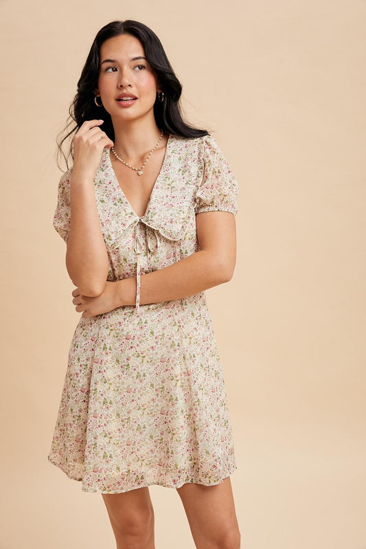 Ivory Floral Doll Collar Mini Dress
