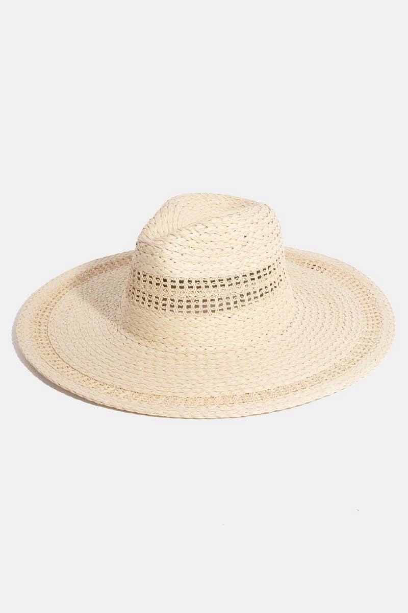 Ivory Boho Flat Brim Straw Hat