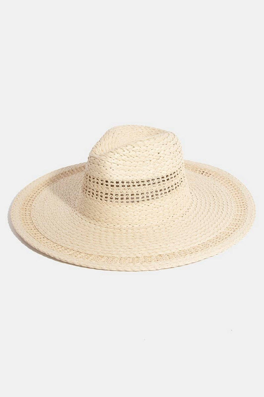 Ivory Boho Flat Brim Straw Hat