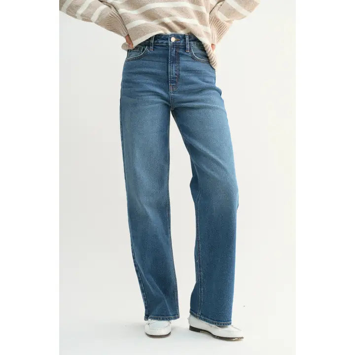 Dark Wash Full Length Straight Jean