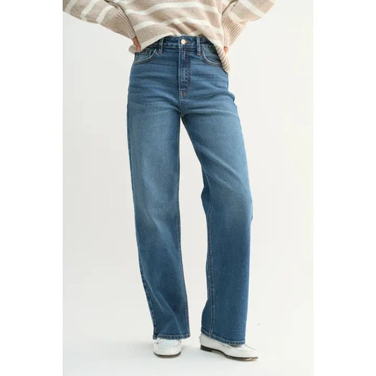Dark Wash Full Length Straight Jean