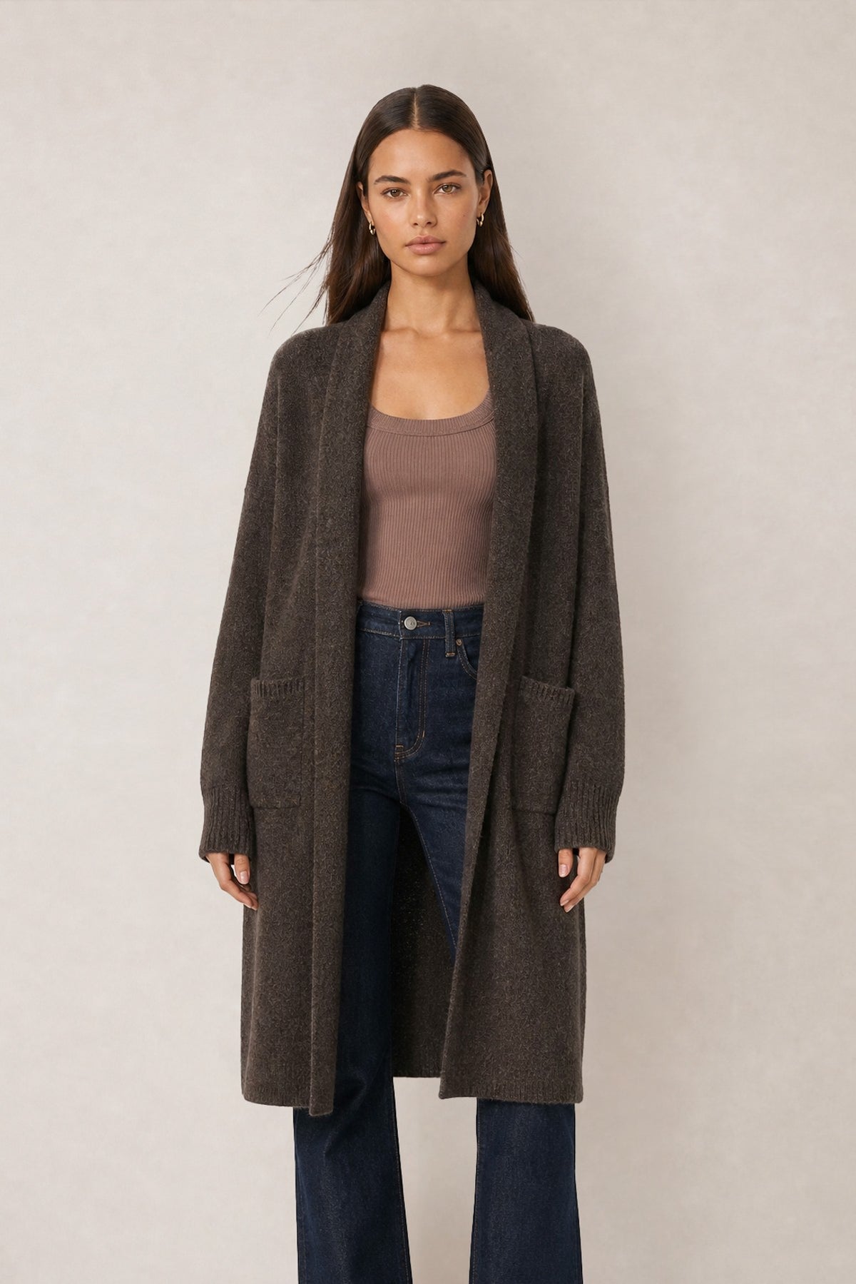 Brown Longline Cardigan