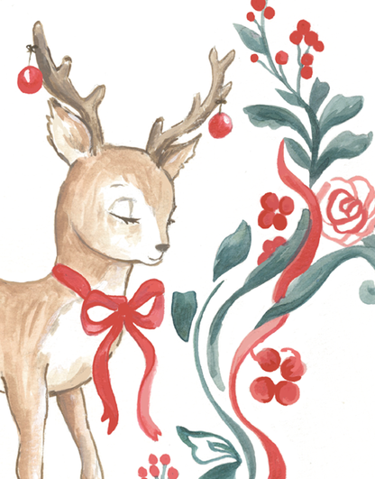 Holiday Reindeer Greeting card | Vintage Christmas