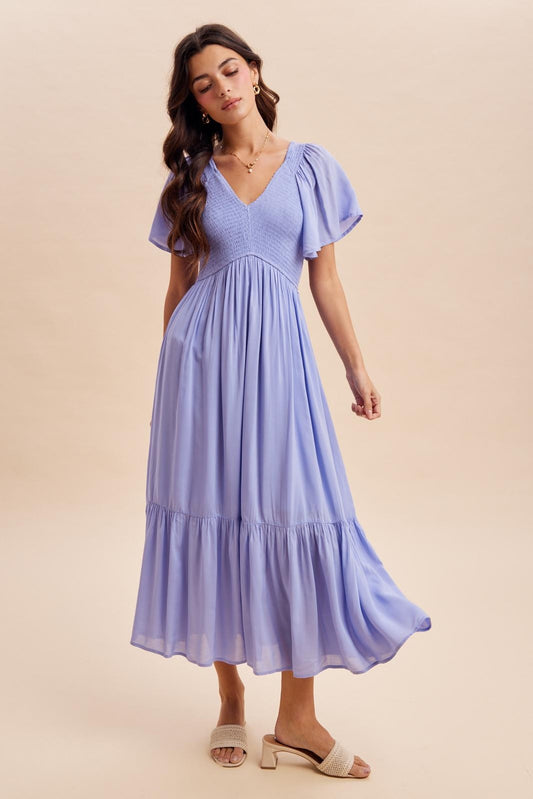Sky Blue Modal Smocked Dress