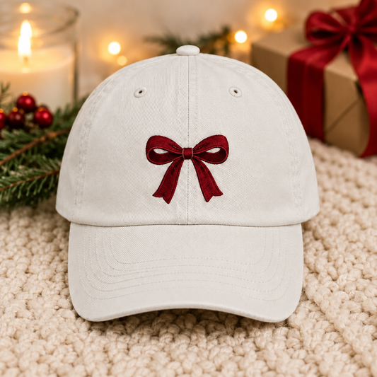 Christmas Bow Dad Hat