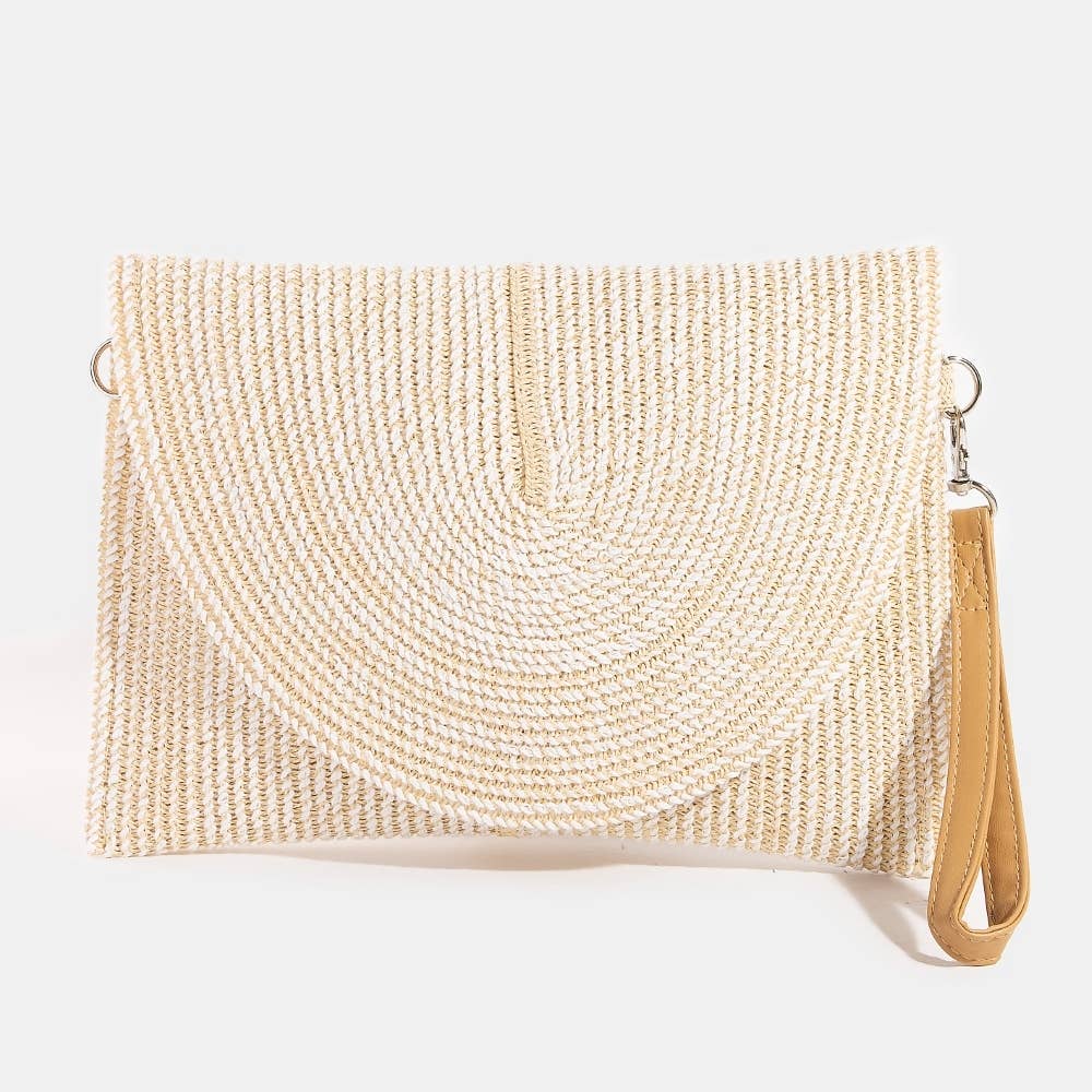 Two Tone Woven Envelope Clutch Bag