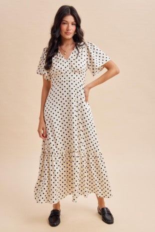 Ivory Polka Dot Maxi Dress